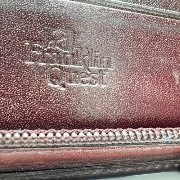 Franklin Quest Full Grain Aniline Leather Brown Planner Classic Sz 7 Ring Zipper - Picture 10 of 16